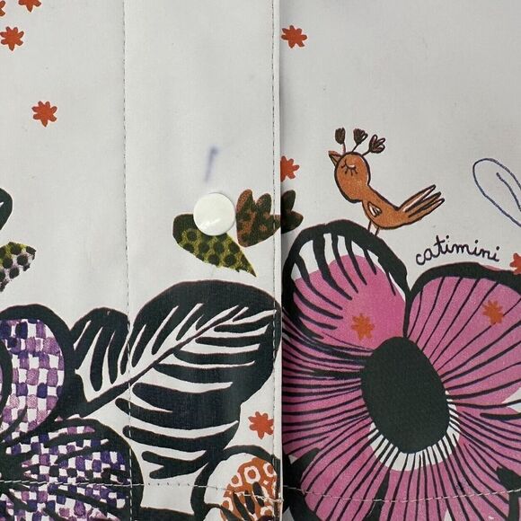 Catimini Rain Coat Baby Girl Size 12 Months Cheerful White Floral Spring Hooded - Picture 6 of 10